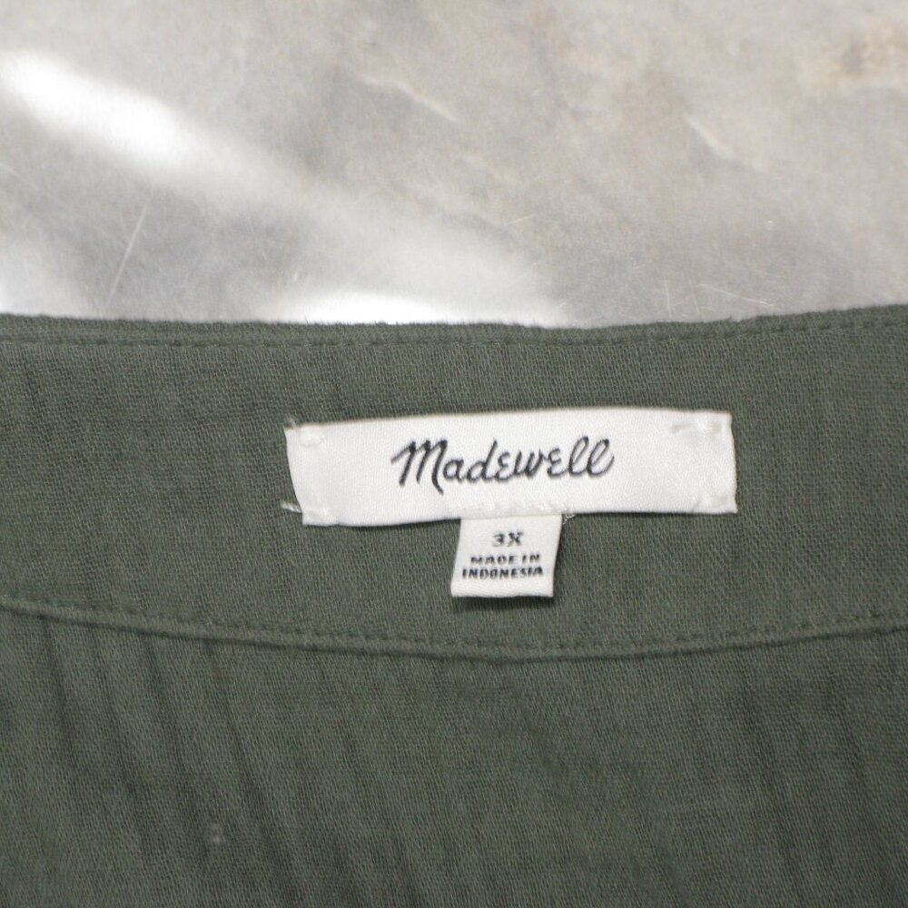 Madewell Green Button Front 100% Cotton Short Sleeve Dress Size 3X - Picture 6 of 6